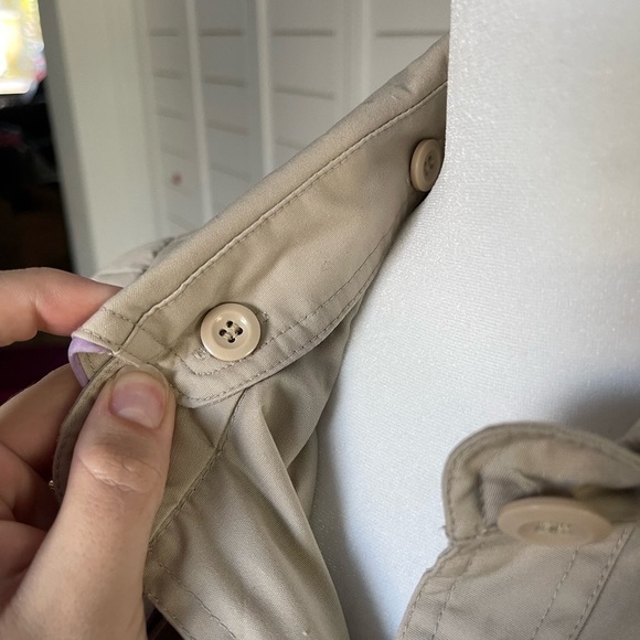 Vintage IZZI Small Pleat Tan and Purple Trench Coat - Size 11 - Picture 7 of 8